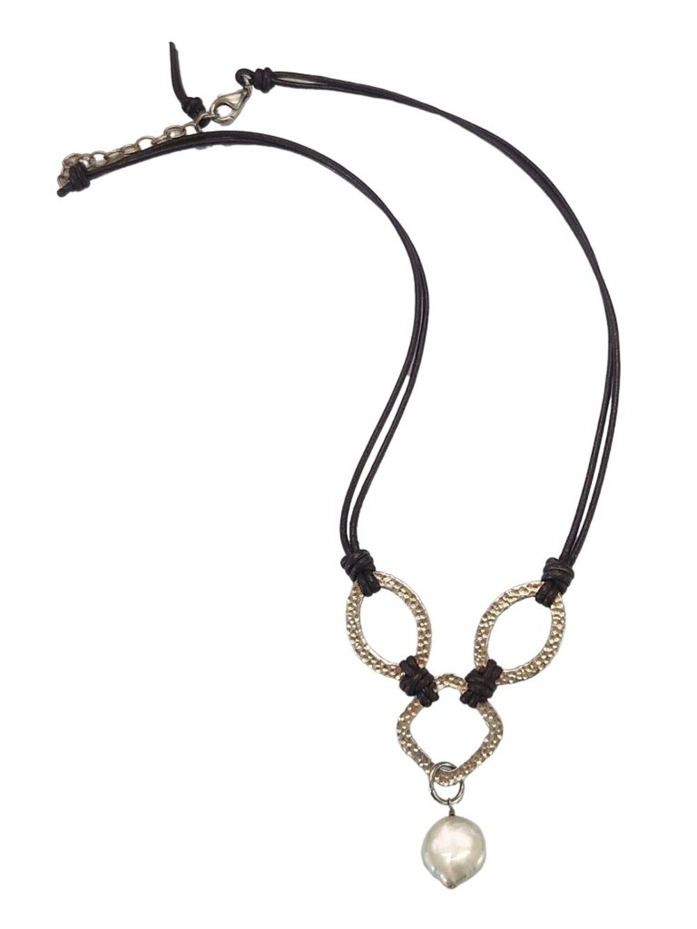 Silpada N1257 Sterling Silver Pearl Leather Necklace | Retired